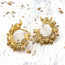 Load image into Gallery viewer, Gold Diamond Wreath Earrings
