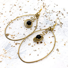Load image into Gallery viewer, Brass African Earrings - Black
