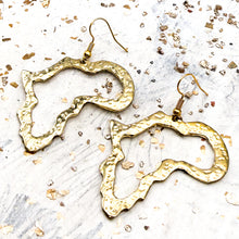 Load image into Gallery viewer, Brass African Earrings - Textured Shape of Africa
