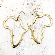 Load image into Gallery viewer, Brass African Earrings - Large Shape of Africa
