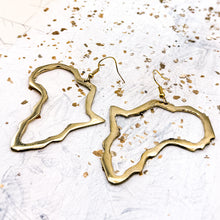 Load image into Gallery viewer, Brass African Earrings - Large Shape of Africa
