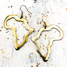 Load image into Gallery viewer, Brass African Earrings - Shape of Africa
