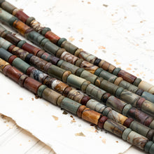 Load image into Gallery viewer, Picasso Jasper Rondelle and Barrel Gemstone Bead Strand
