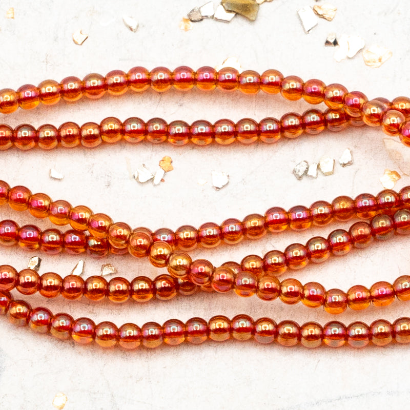 Mandarin Orange Round Bead Strand