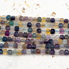 Load image into Gallery viewer, Fluorite Gemstone Faceted Cube Bead Strand
