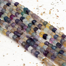 Load image into Gallery viewer, Fluorite Gemstone Faceted Cube Bead Strand
