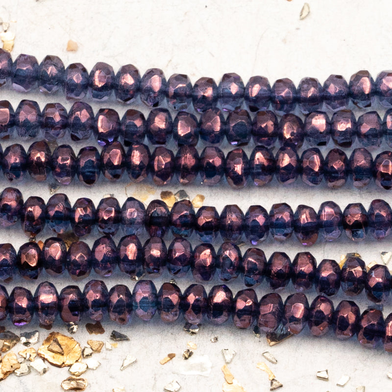 Purple with Blue Czech Bead Strand