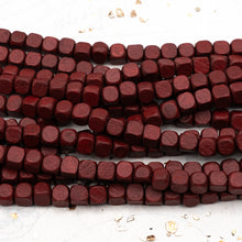 Load image into Gallery viewer, Dark Red Large Wooden Cube Bead Strand
