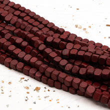 Load image into Gallery viewer, Dark Red Large Wooden Cube Bead Strand
