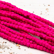 Load image into Gallery viewer, Small Bright Pink Wooden Cube Bead Strand
