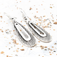 Load image into Gallery viewer, Antique Silver Texture Drops Earring Pair - Tucson Find
