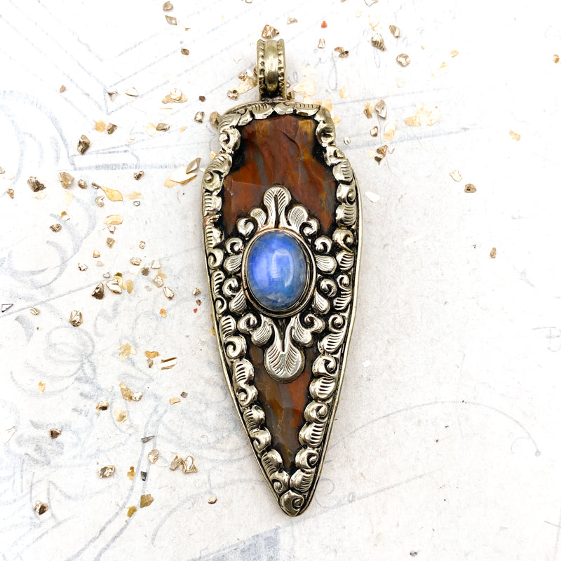 Wood & Opal Arrow Focal Pendant