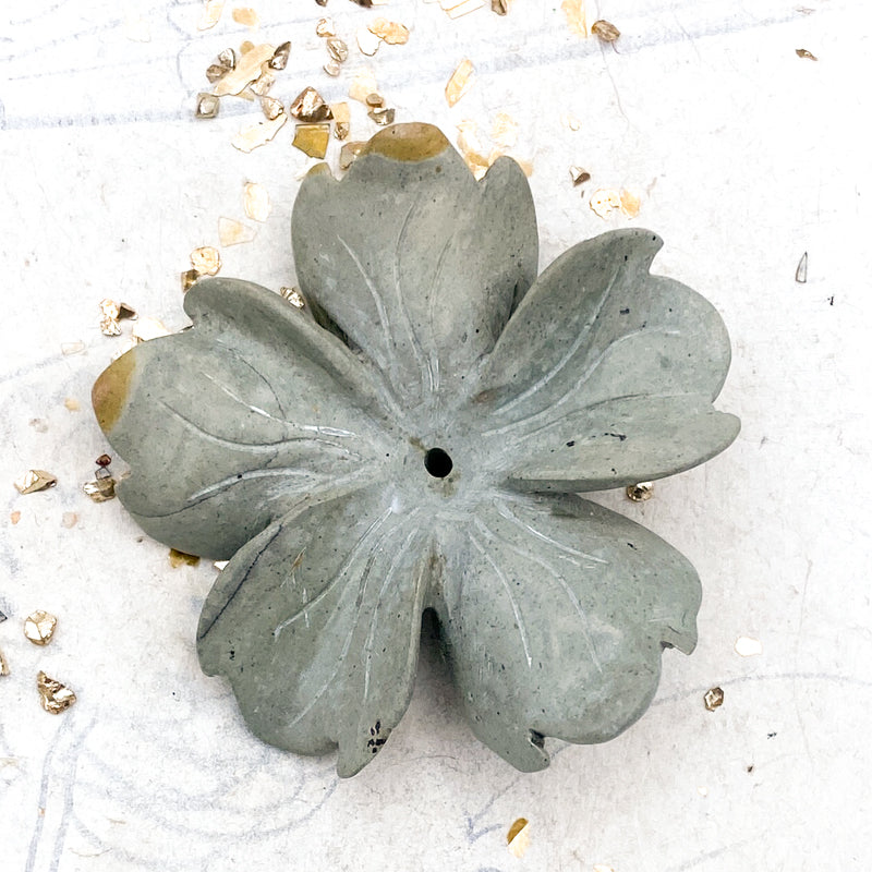 Sculpted Stone Flower Focal Pendant