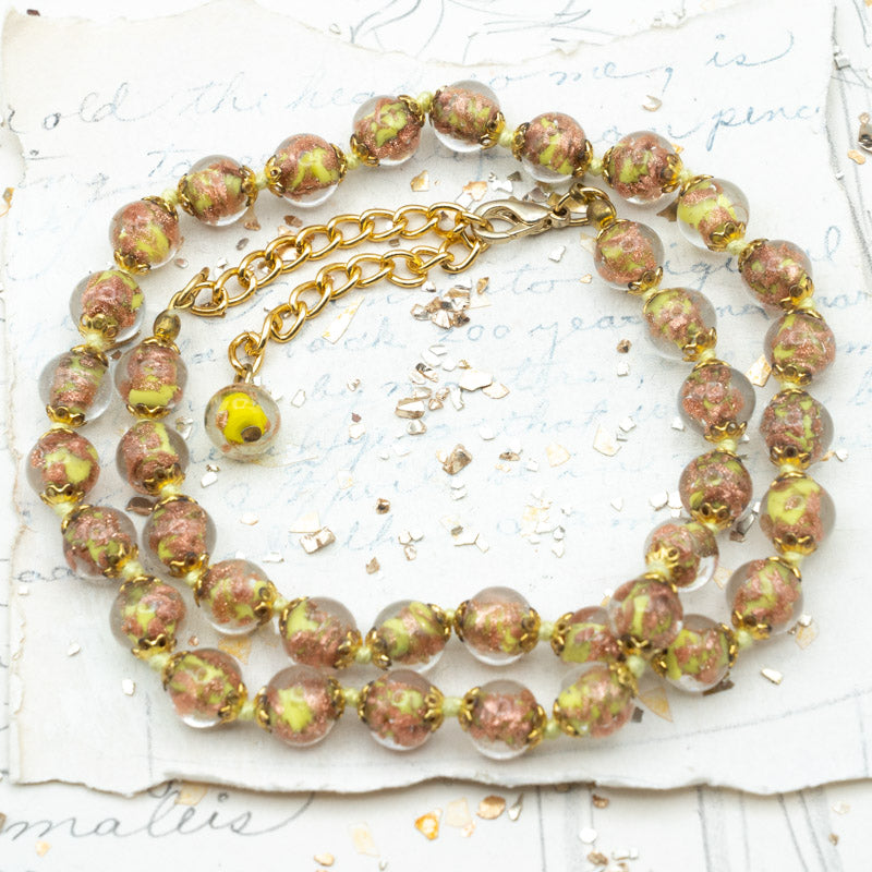Lime Green Venetian Glass Necklace - Tucson Find