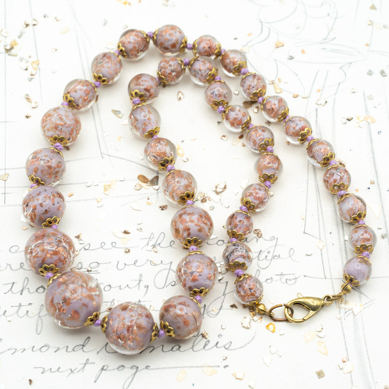 Pink Graduated Venetian Glass Necklace - Tucson Find