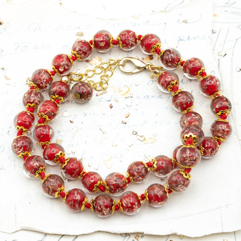Gorgeous Red Venetian Glass Necklace - Tucson Find