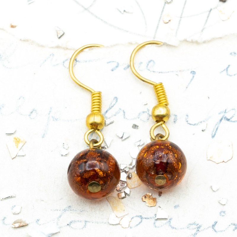 Golden Amber Venetian Glass Earrings