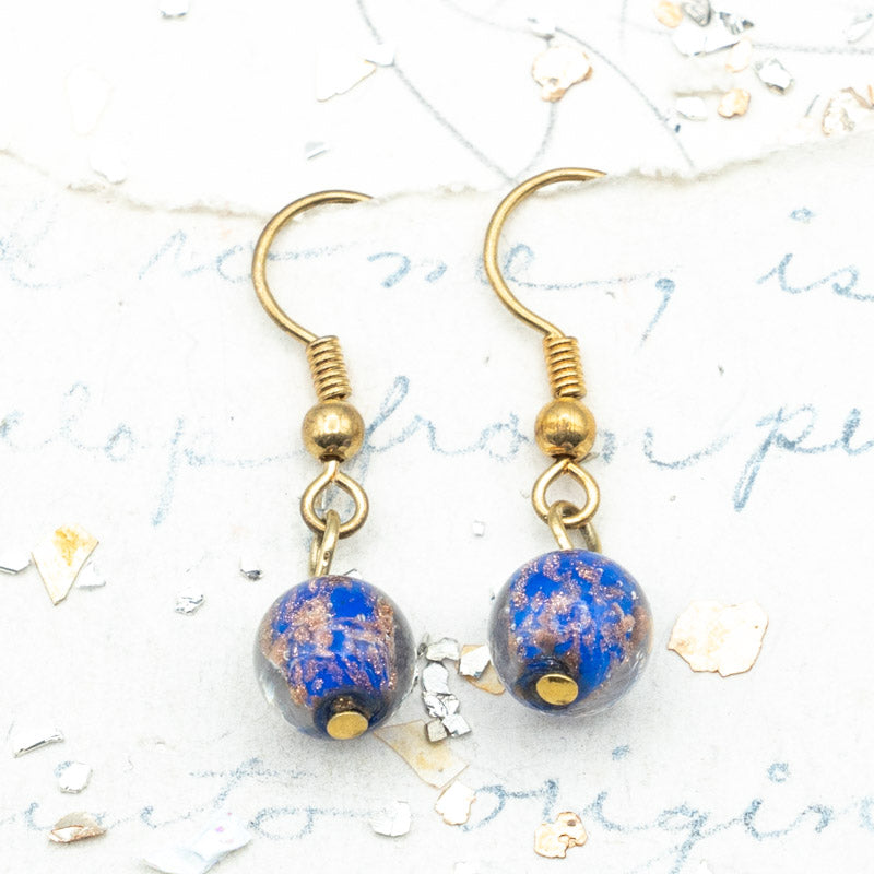 Royal Blue Venetian Glass Earrings - Tucson Find