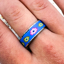 Load image into Gallery viewer, Baby Blue Field Full of Flowers Ring
