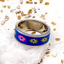 Load image into Gallery viewer, Baby Blue Field Full of Flowers Ring
