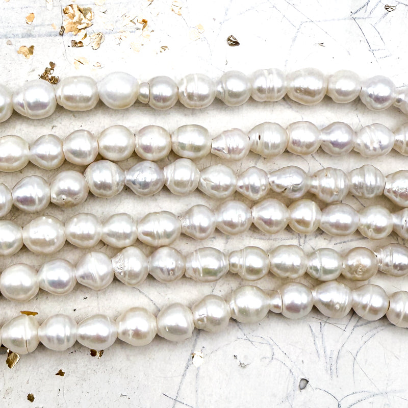 Pearly White Large Hole Pearl Strands