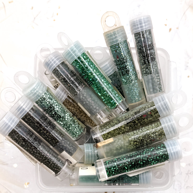 Green Grass Mix Seed Bead Jar