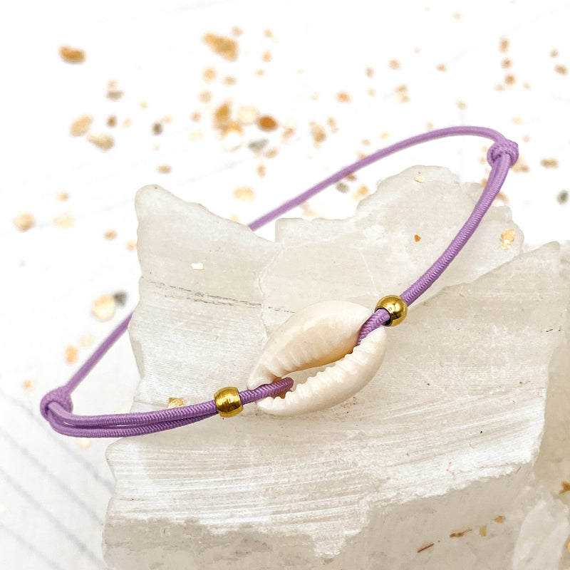 Lilac Shell Adjustable Stretch Bracelet - Gig's Paris Find