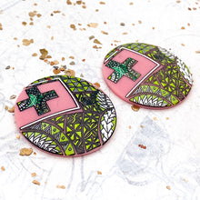 Load image into Gallery viewer, Green Mosaic Pendant Earrings
