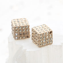 Load image into Gallery viewer, 9mm Golden Shadow Premium Austrian Crystal Cube Pair
