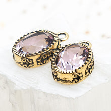 Load image into Gallery viewer, Brilliant Antique Gold Pendants with Antique Pink Crystals
