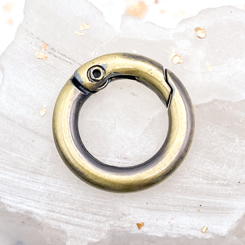Brushed Antique Brass Spring Ring Clasp