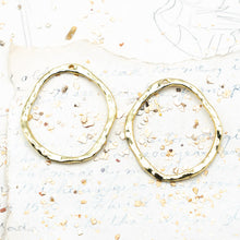 Load image into Gallery viewer, 41mm Organic Oval Hoop Gold Charm Pair
