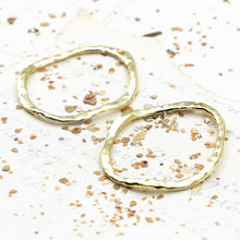 Load image into Gallery viewer, 41mm Organic Oval Hoop Gold Charm Pair
