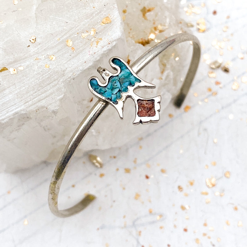 Turquoise Bird Silver Cuff