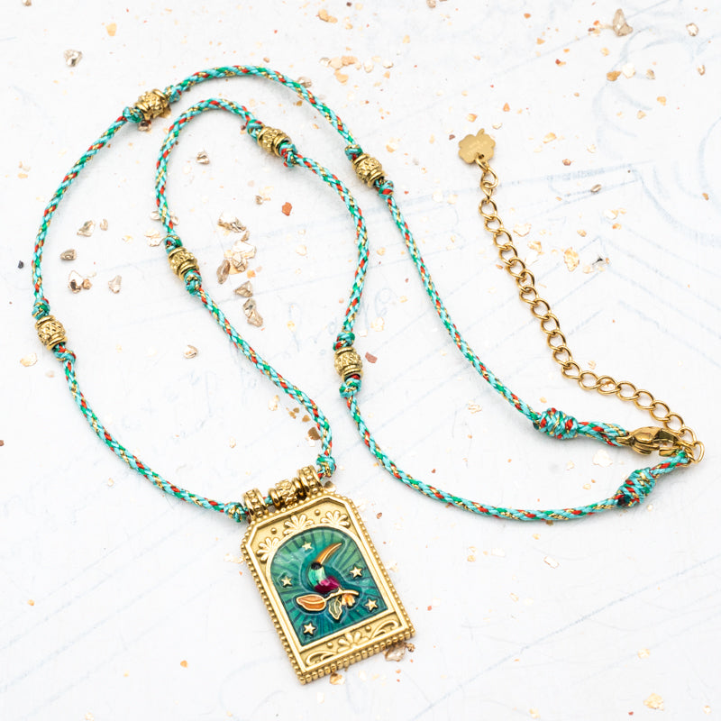 Teal Toucan Pendant Necklace