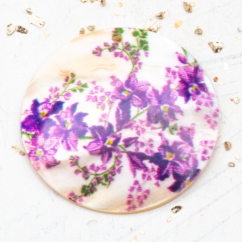 Purple Floral Shell Pendant - Paris Find