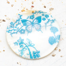 Load image into Gallery viewer, Blue Butterfly Floral Shell Pendant - Paris Find
