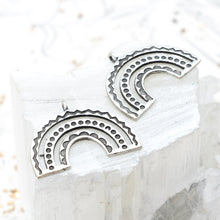 Load image into Gallery viewer, Funky Rainbow Antique Silver Plated Brass Charm Pair
