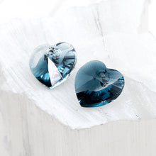 Load image into Gallery viewer, 10.3x10mm Montana Blend Premium Crystal Heart Charm Pair
