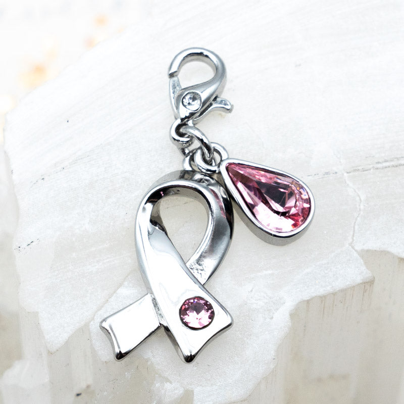 Breast Cancer Awareness Ribbon Premium Austrian Crystal Charm