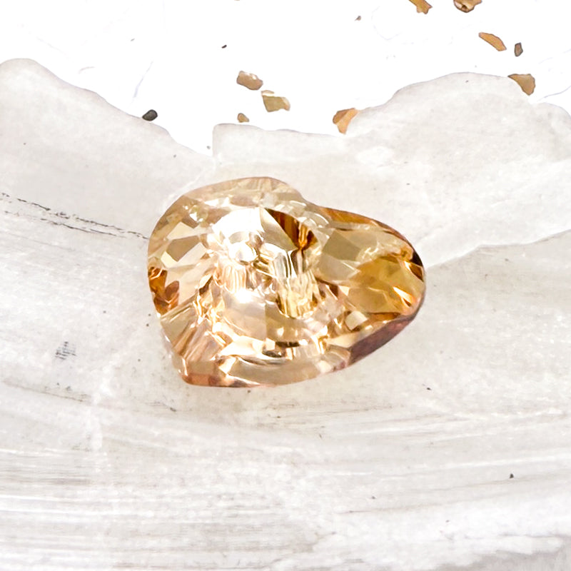 16x14mm Golden Shadow Premium Crystal Heart Button