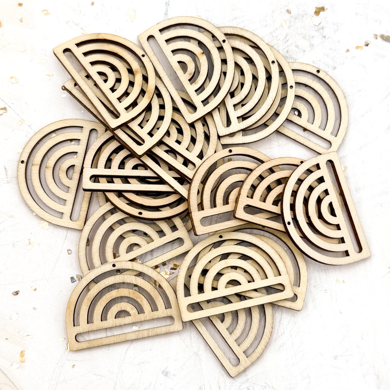 38.5x27.5mm Rainbow Wooden Pair