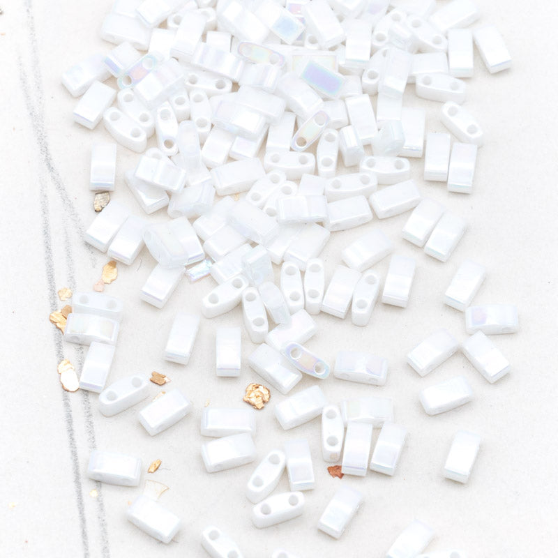 Pearl White Opaque Half Tila Beads