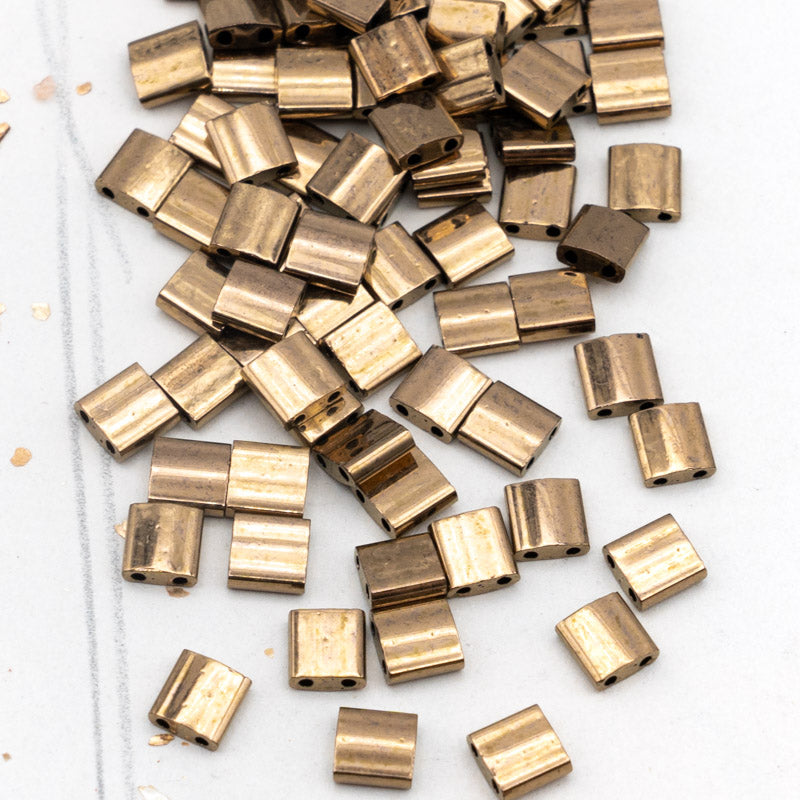 Dark Bronze Tila Beads