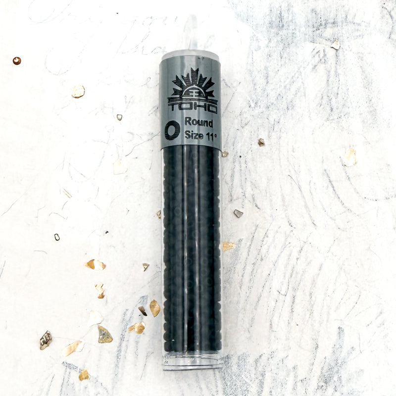 11/0 Round Opaque Frosted Jet Seed Bead Tube