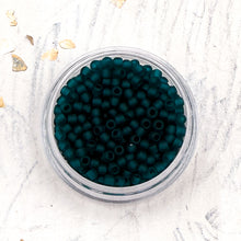 Load image into Gallery viewer, 11/0 Round Transparent Frosted Teal Seed Bead Tube
