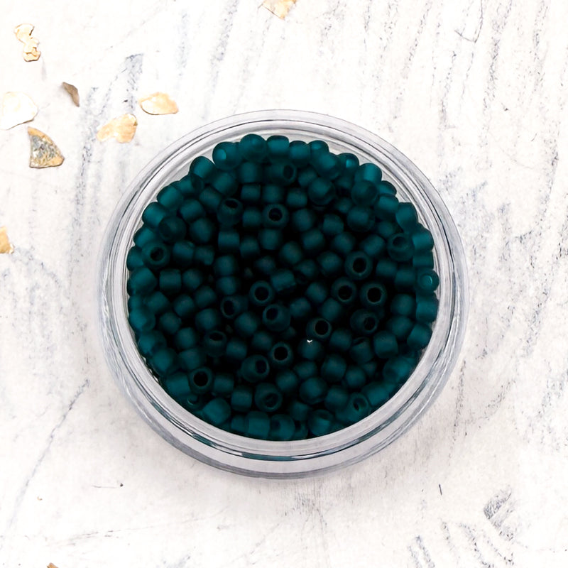 11/0 Round Transparent Frosted Teal Seed Bead Tube