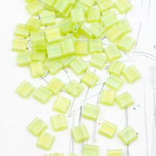 Load image into Gallery viewer, Matte Transparent Chartreuse Tila Beads
