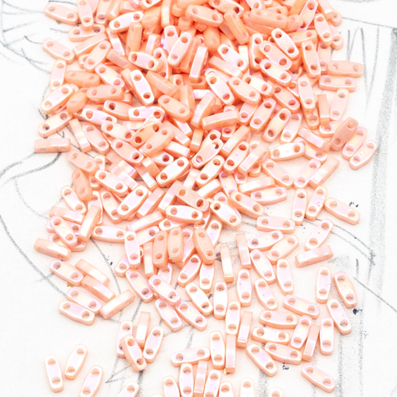 Semi-Matte Opaque Salmon Quarter Tila Beads