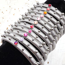 Load image into Gallery viewer, Slim, Stretchy, and Silver Women&#39;s Bracelet-Warm Colors

